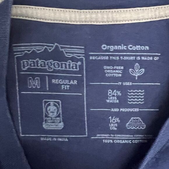 🔥 PATAGONIA Summit Road Graphic Tee Regular Fit -Navy Blue- Men Sz M - EXCELLEN - Picture 7 of 7